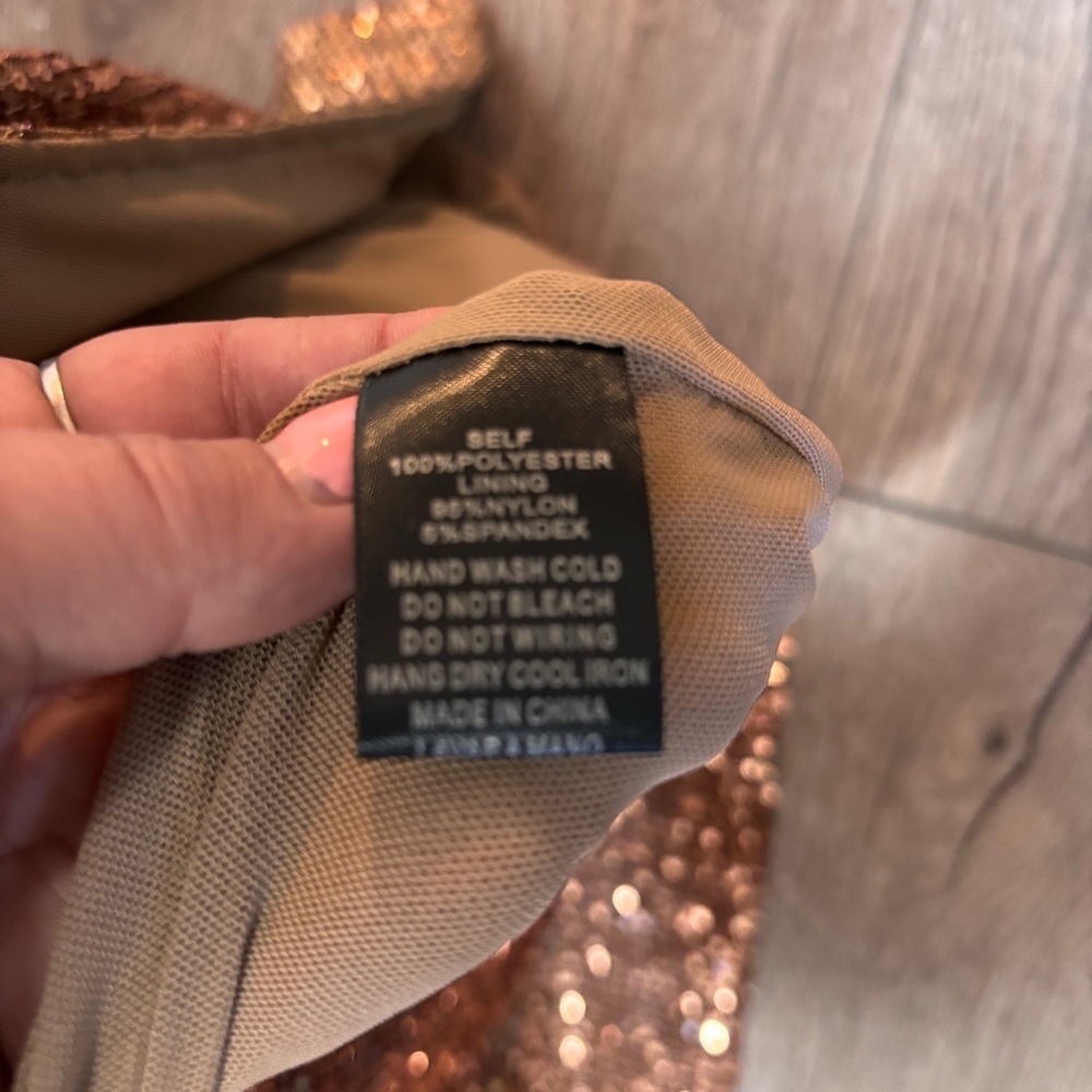 Fashion Nova Bronze Sequin Grad Dress - Picture 15 of 16